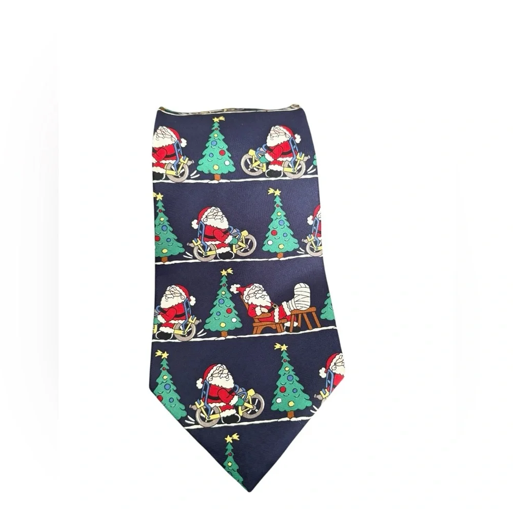 American Traditions Necktie Santa Claus Christmas Tie‎ Motorcycle Leg Injury